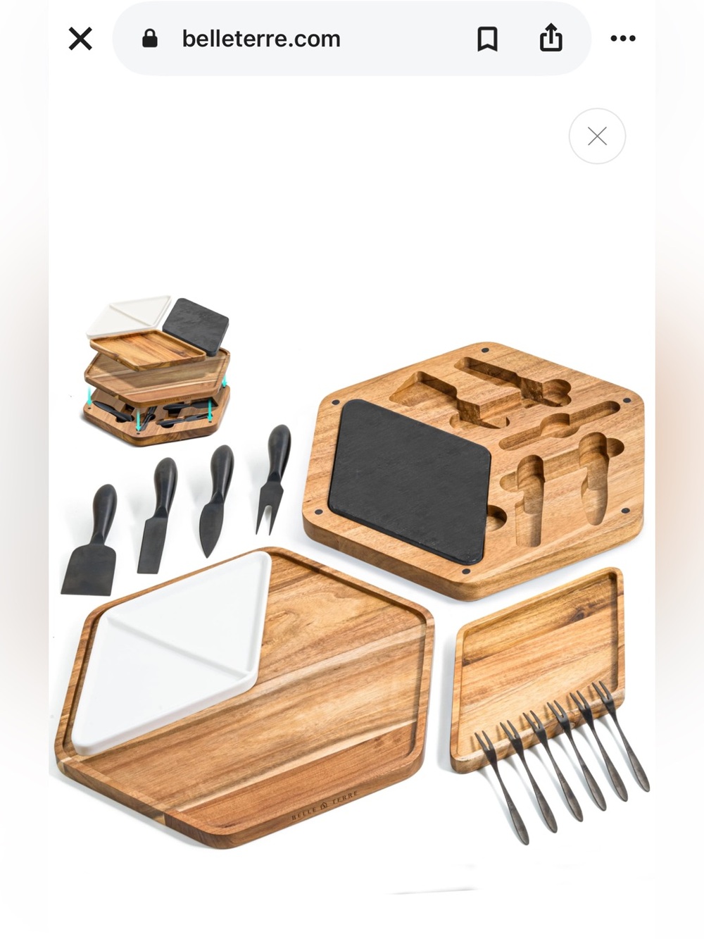 New Cheese Board Set - Acacia Wood Charcuterie Board with Luxury Cutlery Set
